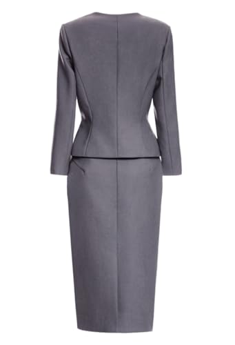 217ccYBrV8L.jpg Suits for Women Business 2 Pieces Long Sleeve Office Formal One Button Lady Blazer Skirt Suit Set Outfits
