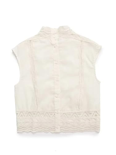 21IZKbIj3BL.jpg Women's 2-Piece Set Sleeveless Single-Breasted Top+Hollow High Street Lace Crochet Skirt