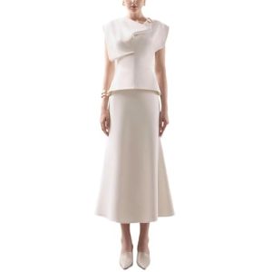 Women's Skirt Suit Summer French White Sleeveless Top Classic Casual Skirt 2 Piece Set for women