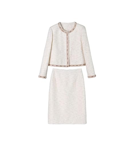 21lqZFLGbML.jpg Women's French Long-Sleeved Short Jacket Skirt 2-Piece Temperament Outfits Heavy Skirt Set