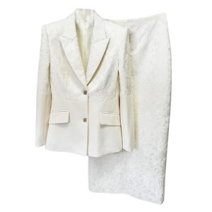 Women's Skirt Suit Spring Autumn Patchwork Blazer Loose Slit Maxi Skirt 2 Piece Set