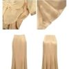 Satin 2 Piece Outfit Women Elegant Corset Top High Waist Fishtail Skirt Set Long Blouse Shirt Evening Dress Suit