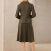 314d8Uh8gTL.jpg Women's 2 Piece Skirt Suit Set 2025 Fall Winter Double Breasted Blazers and A-Line Skirts