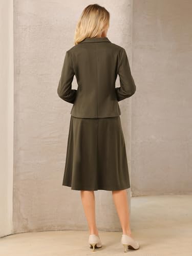 314d8Uh8gTL.jpg Women's 2 Piece Skirt Suit Set 2025 Fall Winter Double Breasted Blazers and A-Line Skirts