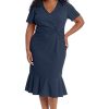 Women's V-Neck Polished Flounce Hem Twist Waist Detail Feminine Office Event Guest of