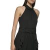 315W5kDTYSL.jpg Paris Women's Chiffon High-Low Maxi Dress with Ruffle Skirt and Mock Neck
