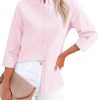 Button Down Shirts for Women Oxford Shirt Cotton Dress Shirts Collared Long Sleeve Wrinkle Free Blouse Tops
