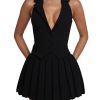 31BCWD0xaeL.jpg Women's 2 Piece Sets for Women Button Down A-Line V Neck Sleeveless Blazer Vest and Mini Pleated Skirt Set