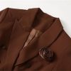 31CKfGUnODL.jpg Women Elegant Commuter Suit Notched Long-Sleeved Appliques Tops Flounced Edge Skirt 2 Piece Set