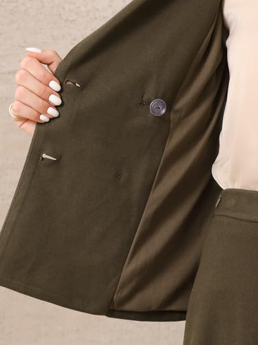 31DB-pVVg5L.jpg Women's 2 Piece Skirt Suit Set 2025 Fall Winter Double Breasted Blazers and A-Line Skirts