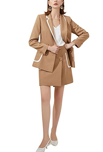 Suits for Women Business 2 Pieces Office Formal Wear Skirt Suits Set Patchwork Blazer&Skirt