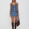 Women's 2 Piece Denim Outfits Tie Up Sleeveless Top Shorts Set Tracksuit Y2k Two Piece Jeans Set Vacation Outfits