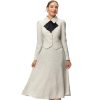 Women Red Vintage Skirts Set Lapel Ruffles Button Pockets Slim Coats Long Skirts 2 Pieces Set
