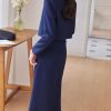 31FyrkL9HL.jpg Women Solid Long Sleeve Notch Collar Cropped Jacket High Waist Split Straight Pencil Skirt 2 Piece Suits Sets