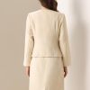 31G2e0vFfyL.jpg Suit Set for Women's 2 Piece Outfits Tweed Peplum Collarless Blazer Jacket and Skirt Sets