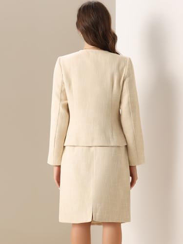 31G2e0vFfyL.jpg Suit Set for Women's 2 Piece Outfits Tweed Peplum Collarless Blazer Jacket and Skirt Sets