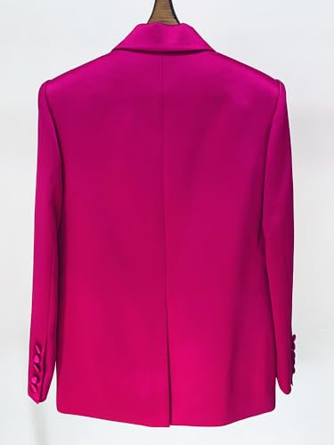 Women's 2-Piece Business Satin Suit Set Double Breasted Jacket Skirt for Party