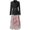 31IUoUZv0sL.jpg Women Suit Long-Sleeve Double Breasted Notched Tops Embroidery Skirt 2 Piece Set