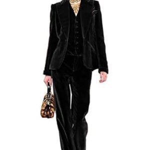 Velvet Suit Women 3 Piece Office Work Business Suit Office Lady Blazer&Pants&Vest Wedding Party Suit