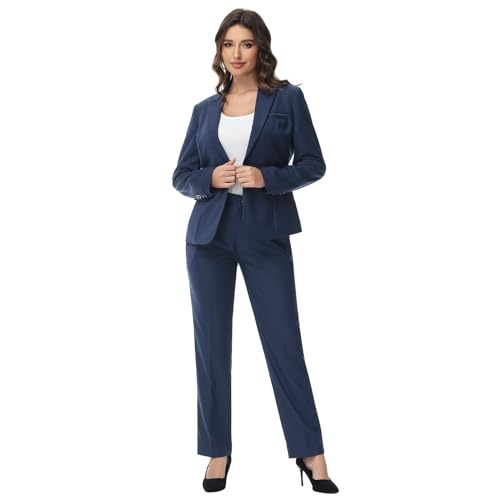 31KDi4DwboL.jpg Womens Suit 2 Piece Set Business One Button Peak Lapel Blazer Jacket with Pants for Office Ladies