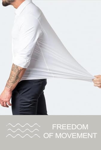 Stretch Mens Slim Fit Dress Shirts Formal Long Sleeve Button Down Shirts