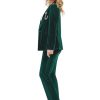 31PWbiRu1PL.jpg Women's 2 Piece Velvet Suit Notch Lapel One Button Slim Fit Business Party Wedding Tuxedo Blazer Pants Set