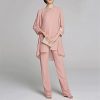 31QaeQY0qdL.jpg Women's Mother of The Bride Pants Suits Full Length Chiffon Lace 3/4 Sleeve 3 Pcs Wedding Sets