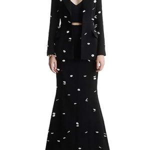 Women's Sequins Beading Blazer Long Mermaid Dress Skirt Suit Set 2 Pieces Fashion Unique Casual Evening Party Wedding