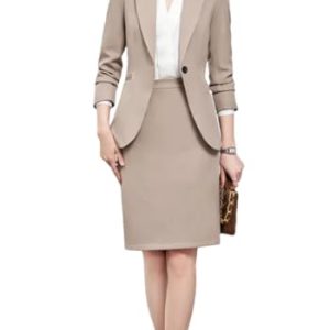 Women's Notch Lapel Collar Slim Fit Suit Jacket Wrap Hip Pencil Skirt 2 Piece Suits Business Office Sets