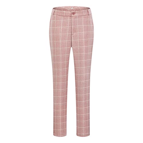 Women's 2 Piece Business Plaid Suit Set Office One Button Slim Fit Blazer with Pant