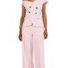 Womens Summer Outfits Business Casual 2 Piece Vest Pants Set Asymmetric Collar Vest Wide Leg Pants for Women