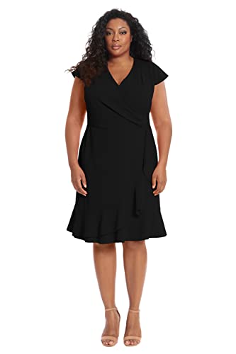 Women's Dresses Feminine Ageless Surplice V-Neck Faux Wrap Ruffle Dress Office Event Shower Guest of