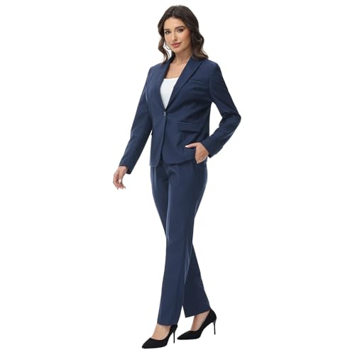 31fEwDiPY7L.jpg Womens Suit 2 Piece Set Business One Button Peak Lapel Blazer Jacket with Pants for Office Ladies