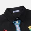 31g1IJcPkAL.jpg Men's Button Down Shirts Handcrafted Floral Short Sleeve Shirt Graffiti Necktie Casual Shirts Summer Beach Tops