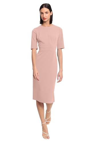Women's Curved Waist Seam Crepe Workwear Dress Career Office Desk to Dinner Event Occasion Guest of