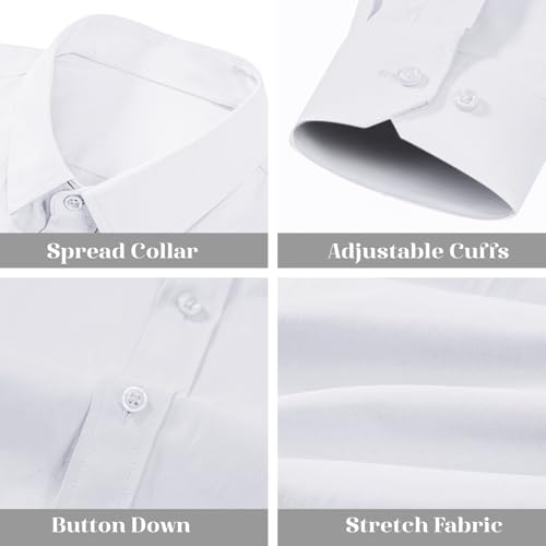 Stretch Mens Slim Fit Dress Shirts Formal Long Sleeve Button Down Shirts