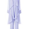 Women's Mother of The Bride Pant Suits 3 Pieces Chiffon Outfit Sets for Wedding Pant Suit with Jacket