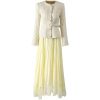 31lR5YSO5-L.jpg Women Suit Long-Sleeved Single-Breasted Lace-Up Slim Tops Pleated Skirt Two Piece Set