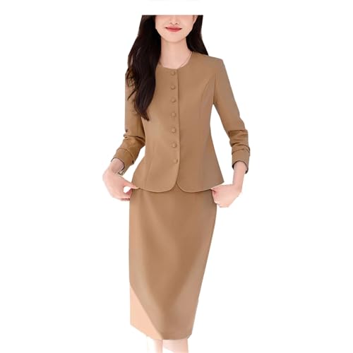 31r00K3-sdL.jpg Women Long Sleeve Formal Blazers Skirt Business Set Professional Office Work Wear Two Piece Career Suit