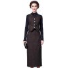 Women Elegant Office and Business Suit V-Neck Long-Sleeved Single-Breasted Tank Skirt 2 Piece Set