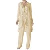3 Pcs Mother of Bride Pants Suits Sets Women Plus Size Chiffon Long Sleeve Jacket Vest Pants Suits