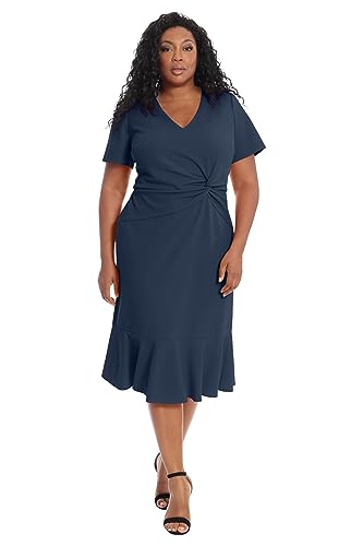 Women's V-Neck Polished Flounce Hem Twist Waist Detail Feminine Office Event Guest of