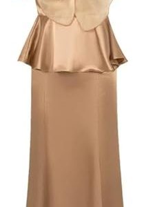 Satin 2 Piece Outfit Women Elegant Corset Top High Waist Fishtail Skirt Set Long Blouse Shirt Evening Dress Suit