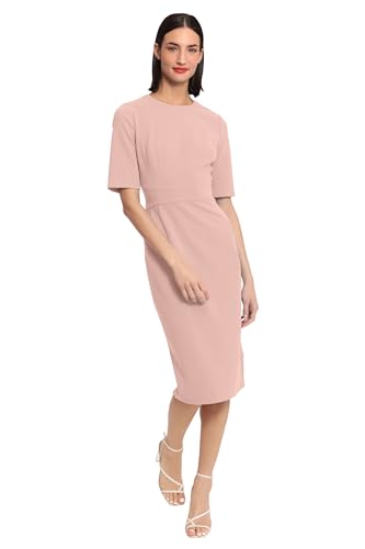 Women's Curved Waist Seam Crepe Workwear Dress Career Office Desk to Dinner Event Occasion Guest of