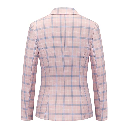 41-SDhyNqyL.jpg Womens 2 Piece Plaid Suits Set Business Office One Button Blazer Jacket Casual Long Sleeve Pant Suit Set