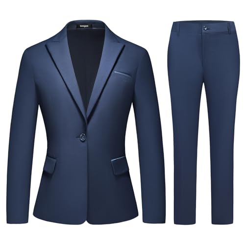 41-mhYcKNvL.jpg Womens Suit 2 Piece Set Business One Button Peak Lapel Blazer Jacket with Pants for Office Ladies