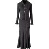 Women Suit Turn-Down Collar Single Breasted Tops Pretty Slim Skirt Solid Color 2 Piece Set