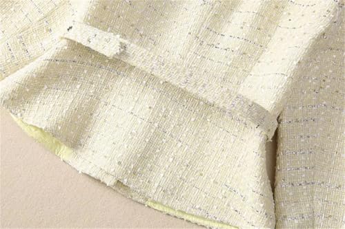 411anfJWEL.jpg Women Suit Long-Sleeved Single-Breasted Lace-Up Slim Tops Pleated Skirt Two Piece Set