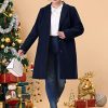 Women's Plus Size Coat Single Breasted Notched Lapel Elegant Long Winter Coats 2025