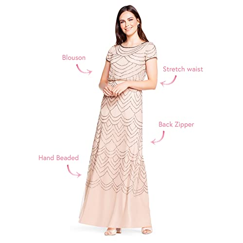 Women's Short Sleeve Blouson Beaded Gown